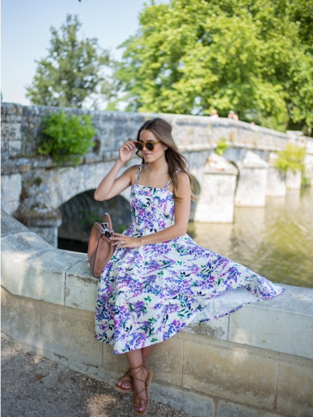 Floral Print Fit & Flare Midi Sun Dress